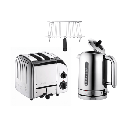 Dualit Frühstücksset inkl. 2er Toaster + 1,7 L Wasserkocher und Brötchenaufsatz