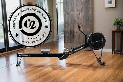 Concept2 RowErg Modell D: Rudergerät mit Luftwiderstand, Standardbeinen, Schwarz