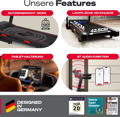 Sportstech F31s: Klappbares Laufband für Zuhause mit App, Bluetooth & LED