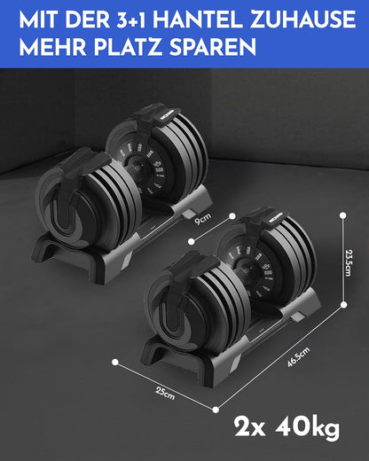 NEOLYMP Verstellbare Kurzhantel 2–40 kg mit Schnellverstellung, Einzelstück