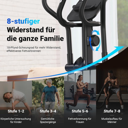 MERACH Heimtrainer Crosstrainer: Leise, Magnetisch, App, 8 Stufen, 160KG Kapazität