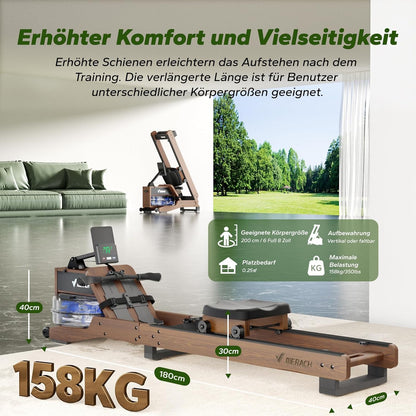 MERACH Wasser-Rudergerät aus Holz: Klappbar & interaktiv für Zuhause