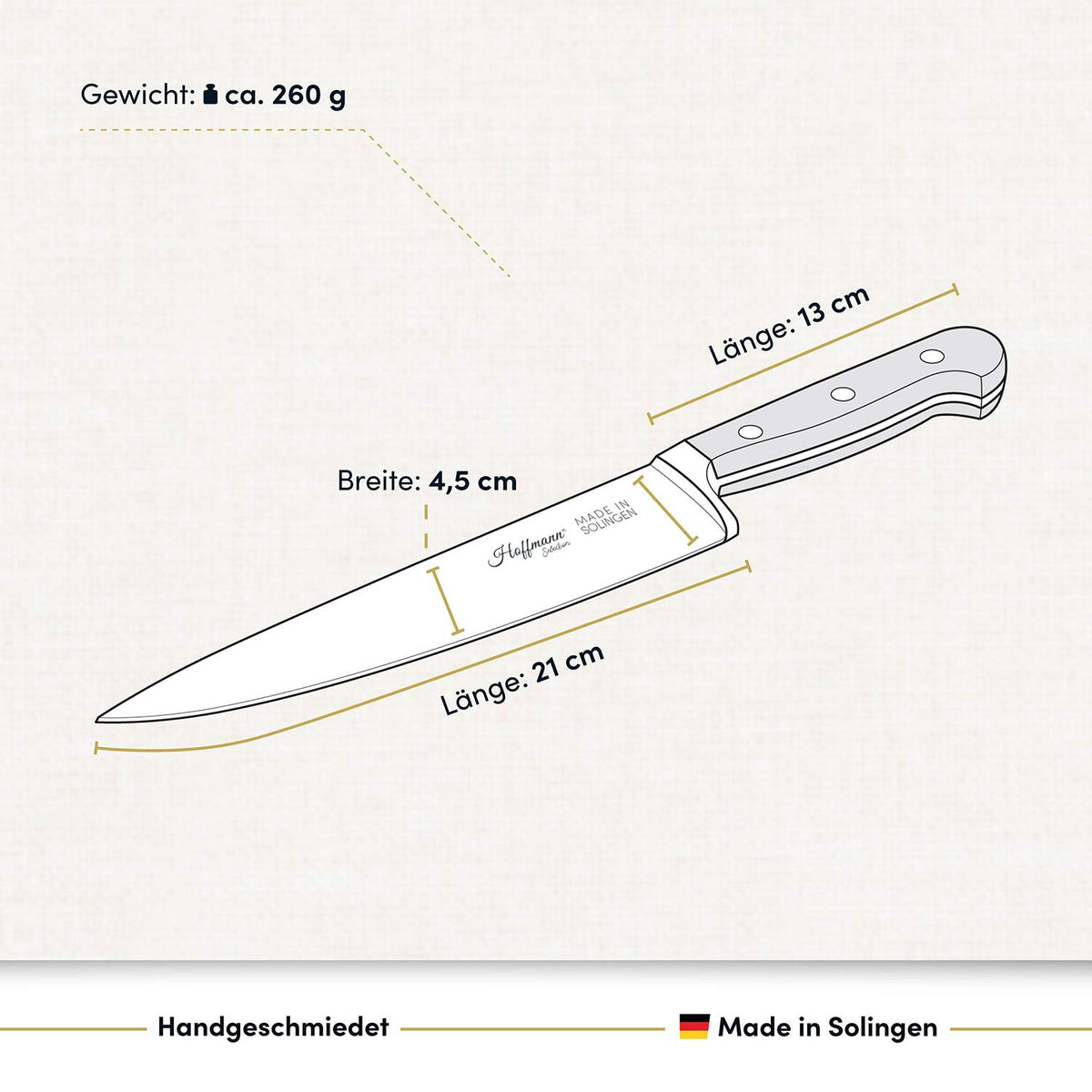 Chefmesser 21 cm, handgeschmiedet in Solingen