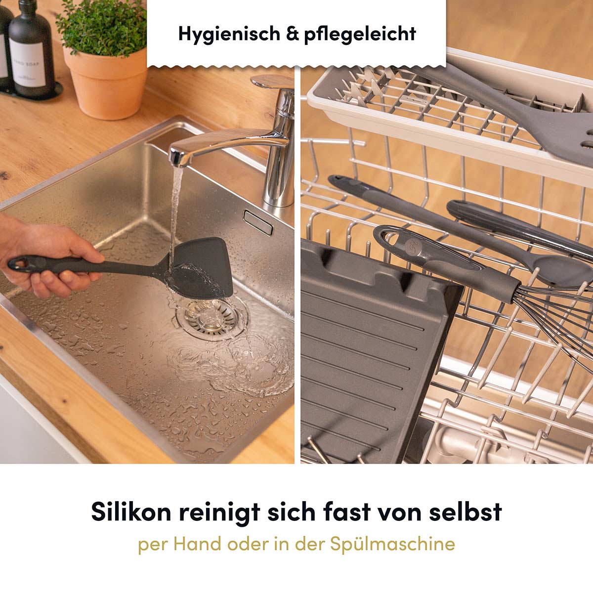 Pfannenschaufel mit robusten Edelstahlkern