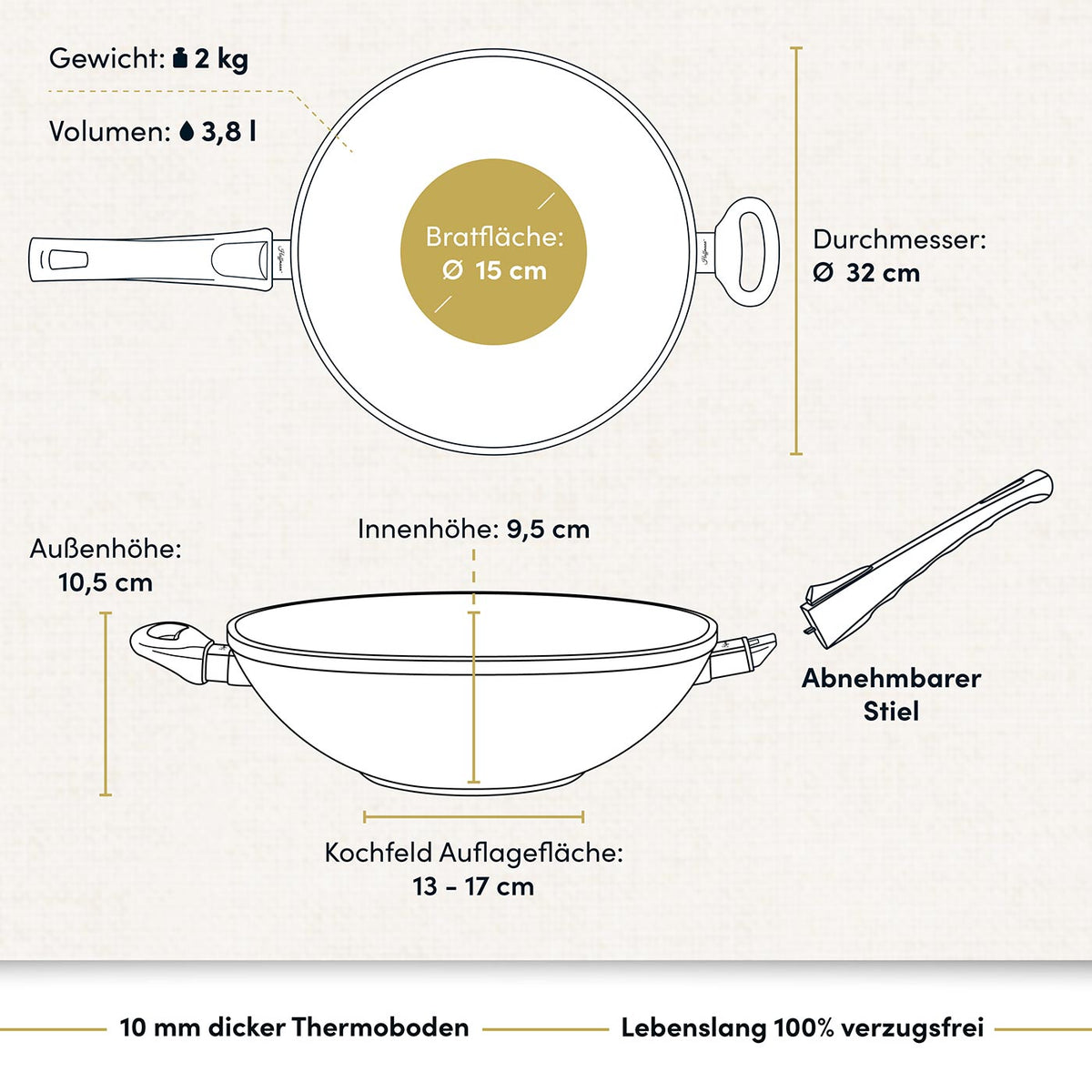 Wokpfanne Ø 32 cm I Deckel optional
